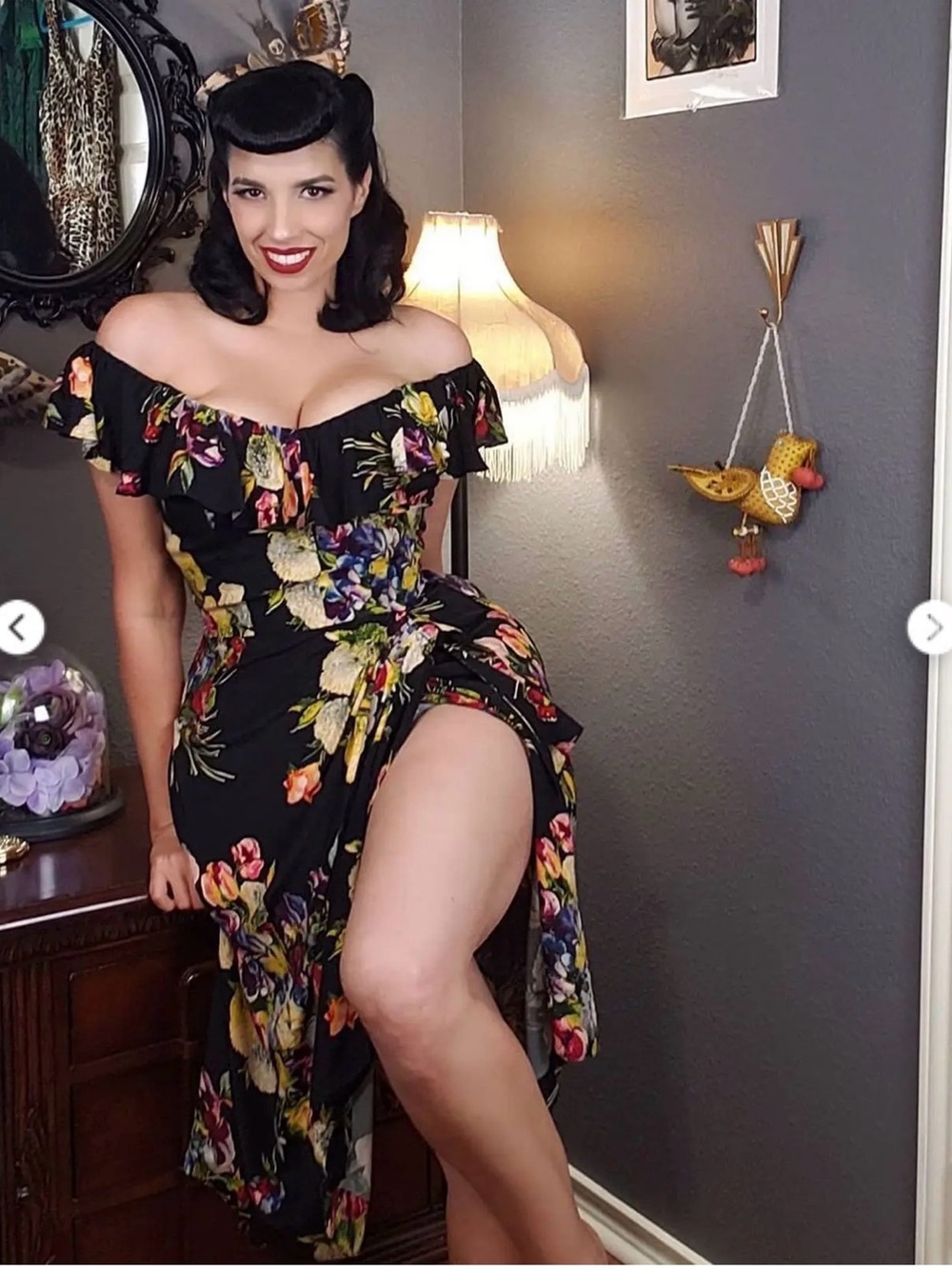 Trashy Diva Martini floral Hollywood sarong black strappy